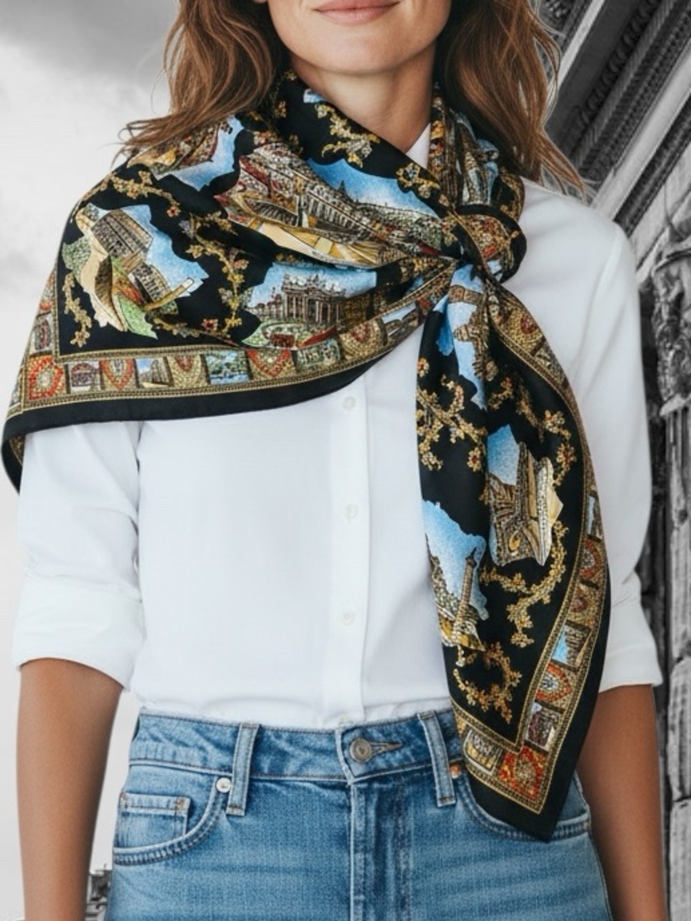 Vintage Architecture Rome Decorative Scarf Europe Art Print